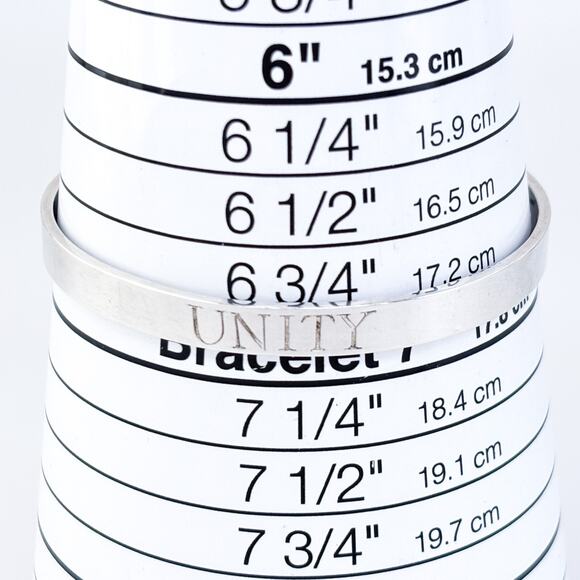 Vintage Sterling Silver 925 6.2mm "UNITY" Engraved Cuff Bracelet 6.75" - Picture 7 of 9